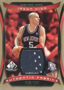 2004-05 SP Game Used Authentic Fabrics Gold #JK Jason Kidd JERSEY 013/100