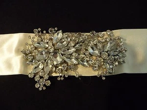 NEW J.CREW JEWELED SATIN WEDDING BRIDAL SASH 71699, IVORY, ONE SIZE,$278 - Picture 1 of 4