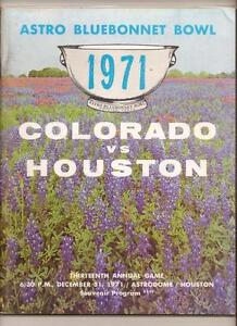 1971 Bluebonnet Bowl Game Program Houston Cougars Colorado Buffaloes