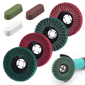 7Pcs Red & Green Nylon Fiber Flap Discs with Buffer Polishing Cutting Compoun... - Foto 1 di 7