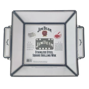 Jim Beam Square Wok Edelstahl Grill Wok Griffe Outdoor Kochen - Bild 1 von 5