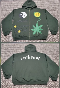 Cactus Plant Flea Market CPFM Earth First Zip Hoodie Men Size XL Full Zip Green - Picture 1 of 12
