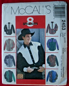 Camisa vaquera occidental para hombre patrón de costura talla L McCalls 2453 sin cortar 8 opciones FF - Imagen 1 de 2