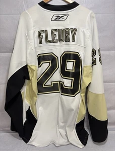 Maglia Pittsburgh Penguins bianca away uomo XXL 2XL Reebok Fleury ufficiale NHL - Foto 1 di 11