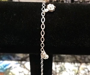 3 MM Solid 925 Sterling Silver Italian Infiniti Flower Anklet 10" 5.7 Grams - Picture 1 of 3