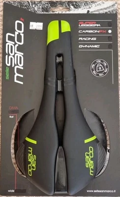 Selle San Marco Saddle Mantra Carbon FX 275mm 144mm bicicleta de estrada preta verde 144g - Imagem 1 de 4