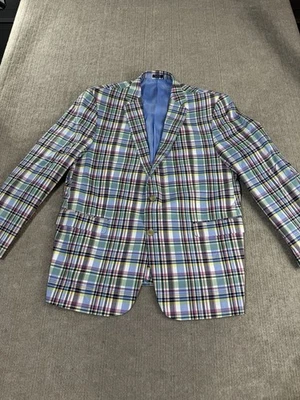 Stafford Men Blazer 46R Multicolor Plaid Lightweigh Cotton Sports Coat Jacket LS - Image 1 of 4