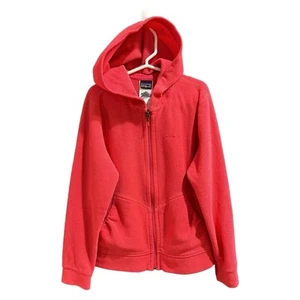 Patagonia Pink Zip Up Fleece Jacket Long Sleeve Pockets Hood Size Medium 10Y - Picture 1 of 6