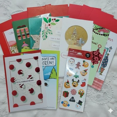 10 CHRISTMAS Greeting Cards Money Holders Stickers Shoebox Friends Family Kids - Image 1 of 4