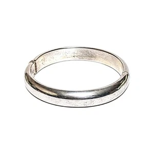 Sterling Silver 925 Plain Hinged Bangle Bracelet Vintage 26 Grams 7" - Picture 1 of 7
