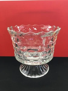 Vintage Fostoria American Pedestal Compote Bowl Dish Clear Glass Cube Pattern - Picture 1 of 20