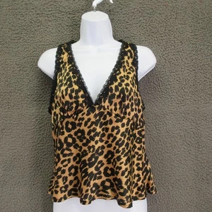 Petal + Pup Tank Top Womens Small Leopard Animal Print Lace Trim Sleeveless - Picture 1 of 14