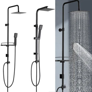 Shower Kit with Shower Heads Hose Adjust Riser Rail Round/Square Bathroom Set - Picture 1 of 19