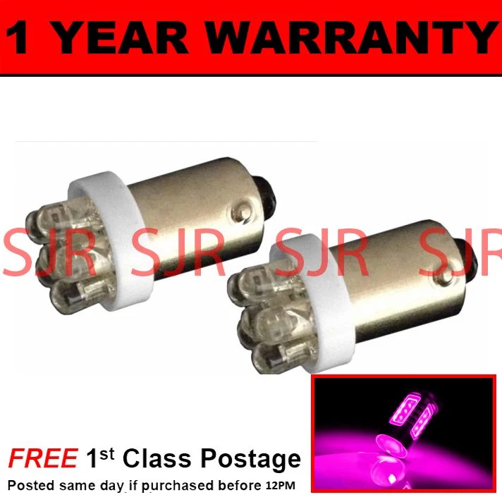 BAX9s H6W 434 XENON PINK 7 DOME LED SIDELIGHT SIDE LIGHT BULBS X2 HID SL100601 - Image 1 of 1