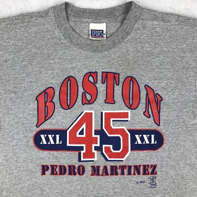 vintage BOSTON RED SOX PEDRO MARTINEZ 2-SIDED T-Shirt LARGE mlb baseball #45 - Image 1 of 4