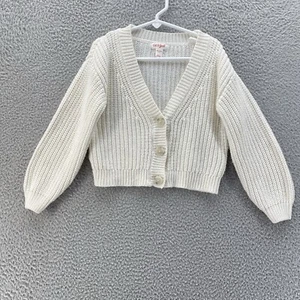 Cat&Jack Sweater Girl Extra Small Cream Chunky Knit Button Up Cottage Ballerina - Picture 1 of 13