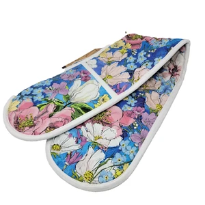 NWT Double Oven Glove Michel Design Magnolia Floral Mitt Chef Pot Holder T55 - Picture 1 of 2