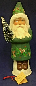 2023 New  Ino Schaller Bayern Papier Mache Forest Green Santa with Tree 12" - Picture 1 of 7