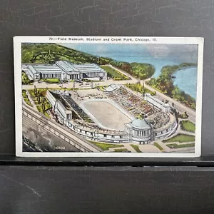 Aerial view Chicago Field Museum, Soldier Stadium Grant Park IL Antique Postcard - Picture 1 of 3