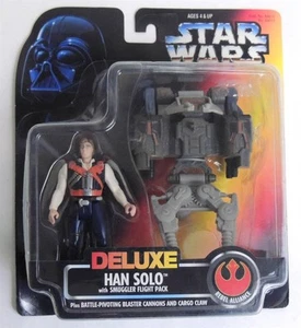 Star Wars Deluxe Han Solo with Smuggler Flight Pack 1996 Action Figure by Kenner - Picture 1 of 1