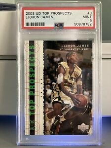 2003-04 UD Top Prospects Basketball LeBron James Rookie Card #3 PSA 9 MINT RC