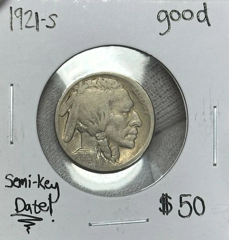 1921 S Buffalo Nickel Good- Low Mintage Key Date! Cover