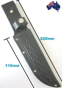 LEATHER BELT POUCH SHEATH - FIXED BLADE KNIFE TOOL - BLACK COWHIDE + BELT LOOP - Picture 1 of 1