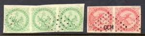 FRANCE COLONIES 1859-1865 SC. #1 STRIP OF 3, #6 PAIR ALL 4 MARGINS - Picture 1 of 1