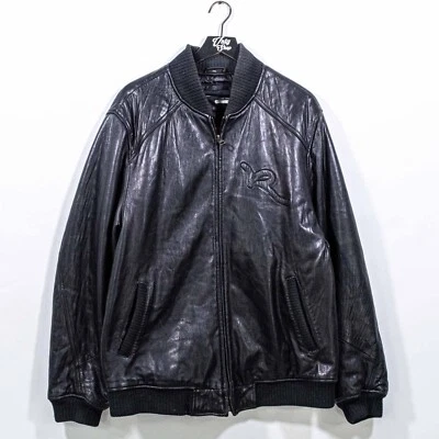 Rocawear Logo Leather Bomber Jacket XXL Y2K Hip Hop Baggy Streetwear - Image 1 of 4