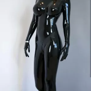 323 Schwarz Latex Catsuit mit Handschuhen Socken C Tasse Silikon Brust Cross-Dresser - Bild 1 von 2