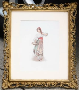 Vintage Italian watercolor, signed mystery artist - Picture 1 of 2