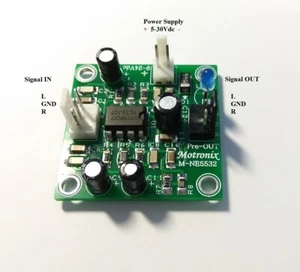 NE5532 Stereo Pre Amplifier Hi Quality Small Size DIY module. WV Single 5-36Vdc - Picture 1 of 8