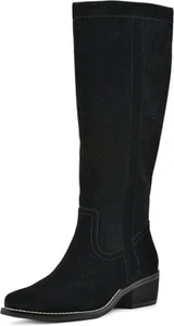 WHITE MOUNTAIN Women's Shoes Altitude Stack-Heeled Tall Boot, Black/Suede, 7.5 M - Picture 1 of 7