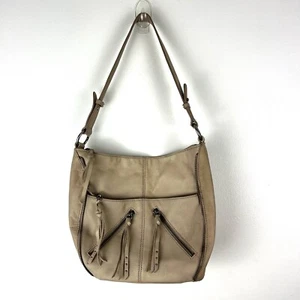 The Sak Taupe Leder Damen Hobo Tasche Schulter Geldbörse Quaste Reißverschlüsse Boho Chic - Bild 1 von 16