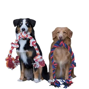 Dog Rope Toys 5 Knots Tough Rope Chew Toy Aggressive Chewers L XL 82cm 147cm UK - Picture 1 of 42