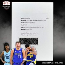 2022-23 National Treaures - Ja Morant, Luka Doncic, Stephen Curry Triple auto