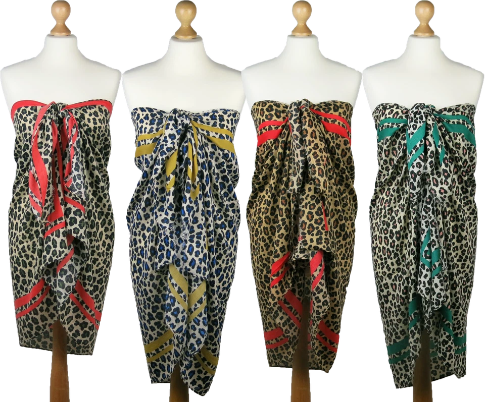 XXL Leo Animal Strandtuch Damen Schal Wickelkleid Stola Sarong Halstuch Pareo - Bild 1 von 1