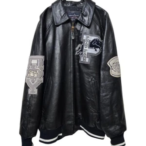 Phatfarm Fat Farm Leather Bomber Jacket Patch 3Xl (4L) Black Genuine leather - Picture 1 of 20