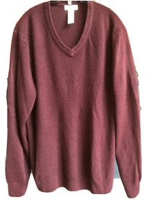 Dockers Long Sleeve V-neck Sweater Men’s Size Large Burgundy Subtle Argyle Knit - Picture 1 of 6