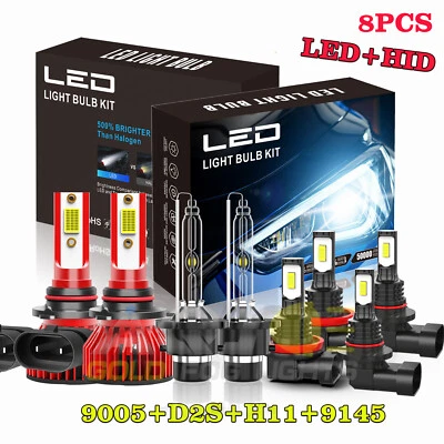 For Acura RDX 2008-2015 8PCS Front LED Headlights Hi/Lo Beam+DRL Fog Light Bulbs Foto 1 de 4