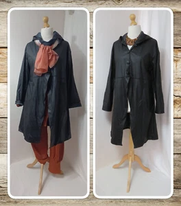 BNWT, QUIRKY, LAGENLOOK, BLACK, PLEATHER, HOODED, RAINCOAT/JACKET, OSFA PLUS - Picture 1 of 22