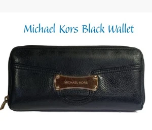 Michael Kors Women' s Black Wallet AQ-1210 Zip-Around Leather 12 Card  Pockets - Picture 1 of 9