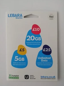 Lebara Pay As You Go SIM Card Cheap International Calls NB ZERO CREDIT INCLUDED - Picture 1 of 3