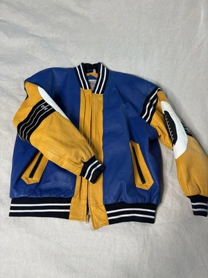 Michael Hoban Football Style Leather Bomber Jacket XL Men Vintage R1 - Image 1 of 4