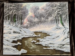 Pintura Original Paisaje Invierno Arroyo Montaña, Firmada por Joseph Dande - Imagen 1 de 7