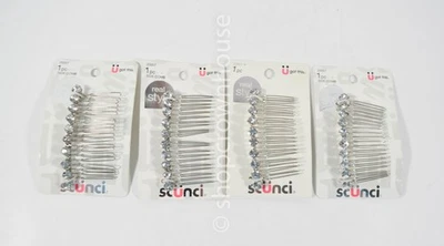 4 SCUNCI Real Style SILVER - Rhinestone Hair Combs - Image 1 of 2