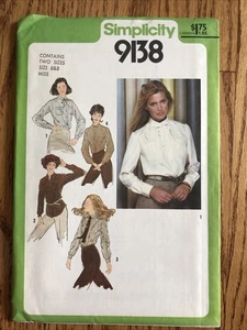 Blusa de Colección Años 80 Simplicity Patrón de Costura 9138 Cuello Suelto Talla 6 8 Sin Cortar - Imagen 1 de 9