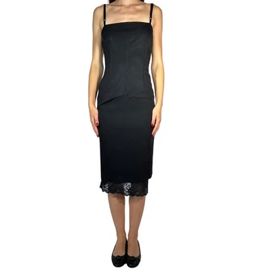Vestido sin Mangas DOLCE & GABBANA Encaje Negro IT 42 US 6 Midi Correas de Espagueti D&G Foto 1 de 4