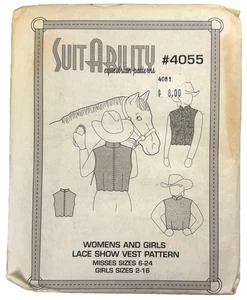 SuitAbility Pattern #4055 Women & Girls Lace Show Vest Equestrian Riding UNCUT - Picture 1 of 3