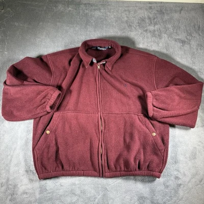  Polo Ralph Lauren 美国制造羊毛夹克男式 XL 勃艮第全拉链复古 — 第 1/4 张图片